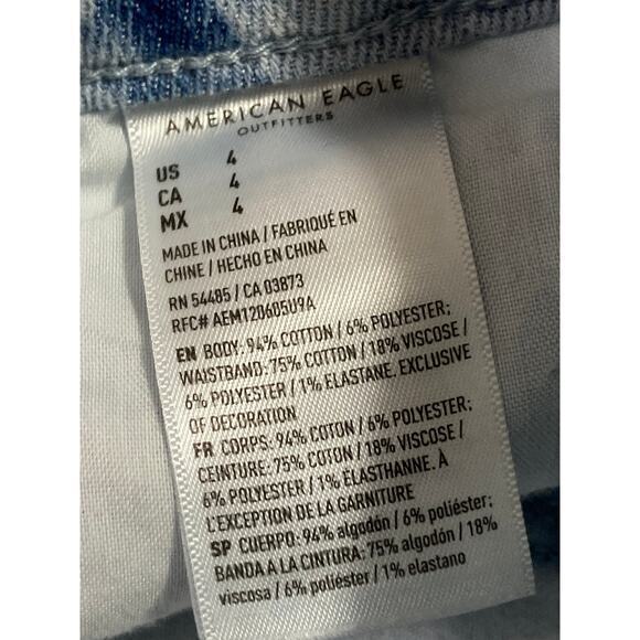 American Eagle Women's Tie Dye Denim Shorts Boyfriend Shortie Size 4 Blue Casual - Picture 10 of 12